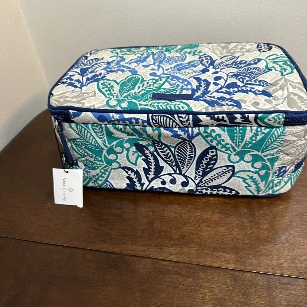 Vera Bradley Large Blush & Brush Makeup Case Santiago Cosmetics Bag NEW